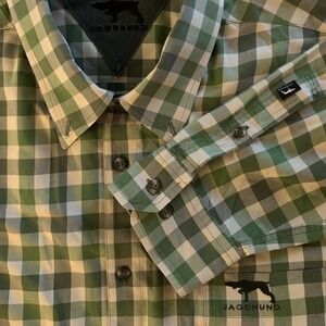 Jagdhund Siegfried Shirt Mens XXL Green Gingham Check Cotton Button Down Luxury